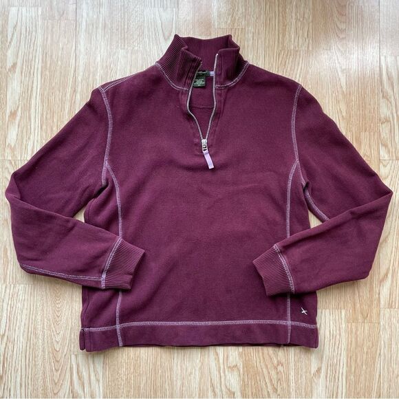 Eddie Bauer Maroon Red Quarter Zip Sweater - Size: XS - Picture 5 of 9